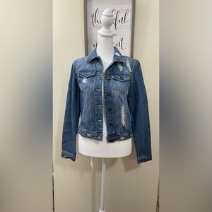 Highway Women’s Jean Denim Distressed Jacket Short Sz Small.